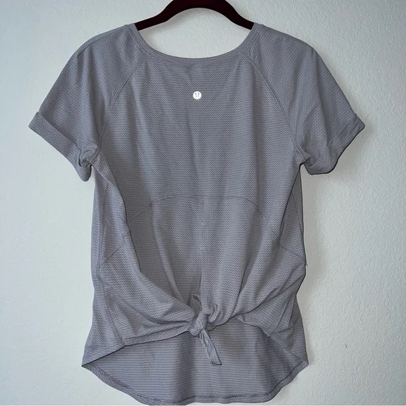 Lululemon Open Up Tie Back Tee Heathered Lavender Grey / Lavender Grey - Picture 1 of 9